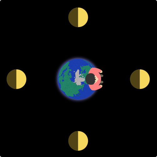 月の満ち欠けの変化の学習ページの画像